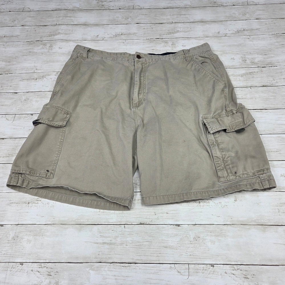 Coliseum Active Outdoor Lifestyle Cargo Shorts Men 42 Khaki Tan Cotton Twill